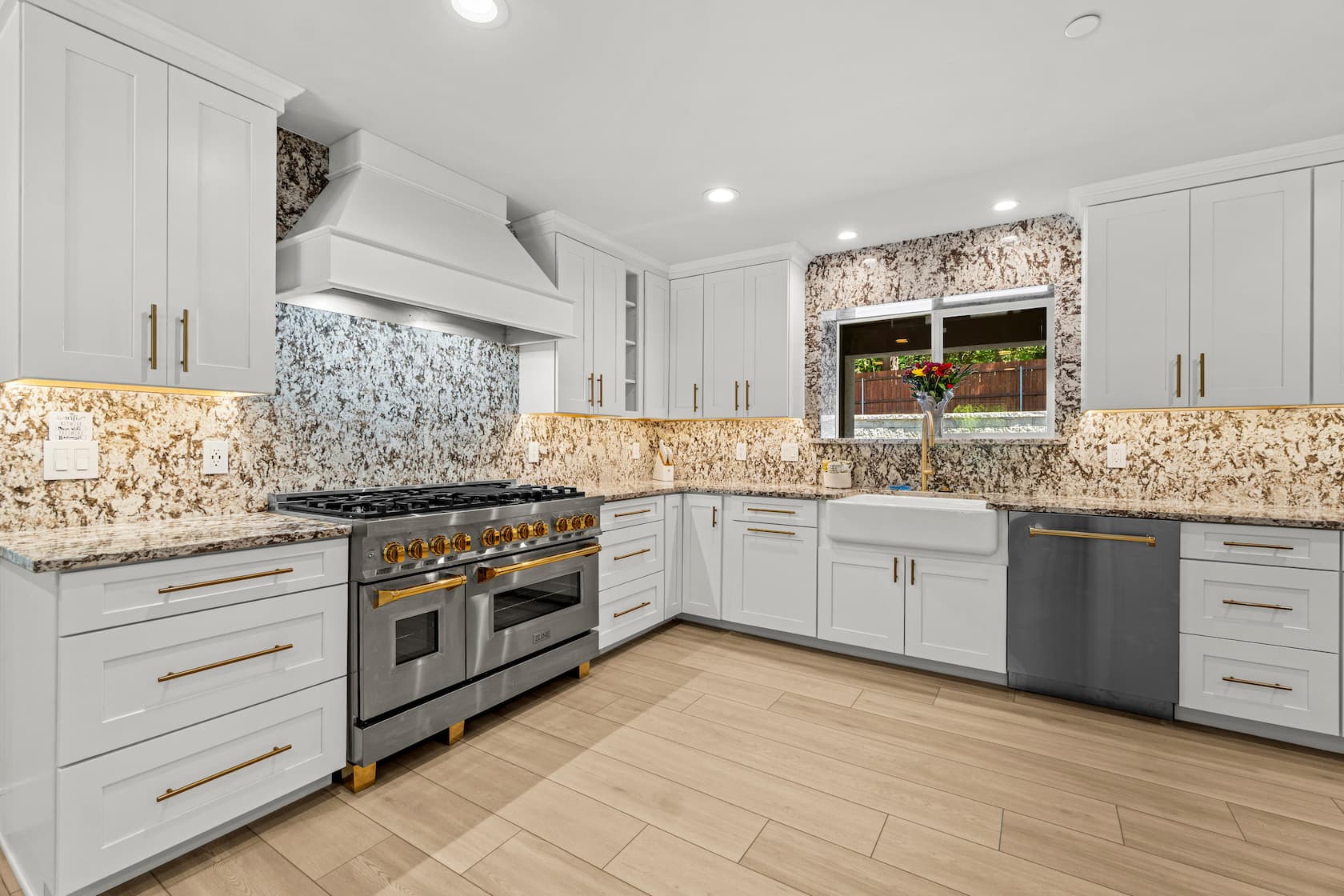 Gourmet kitchen with 48-inch dual-oven gas range
